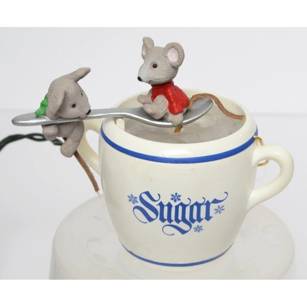Hallmark Keepsake Ornament Loving Spoonful Light & Motion Mice Seesaw On Spoon 1